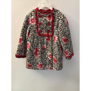Penelope Mack Double Breasted Hooded Pea Coat Baby Girls Size 4T Pink/floral